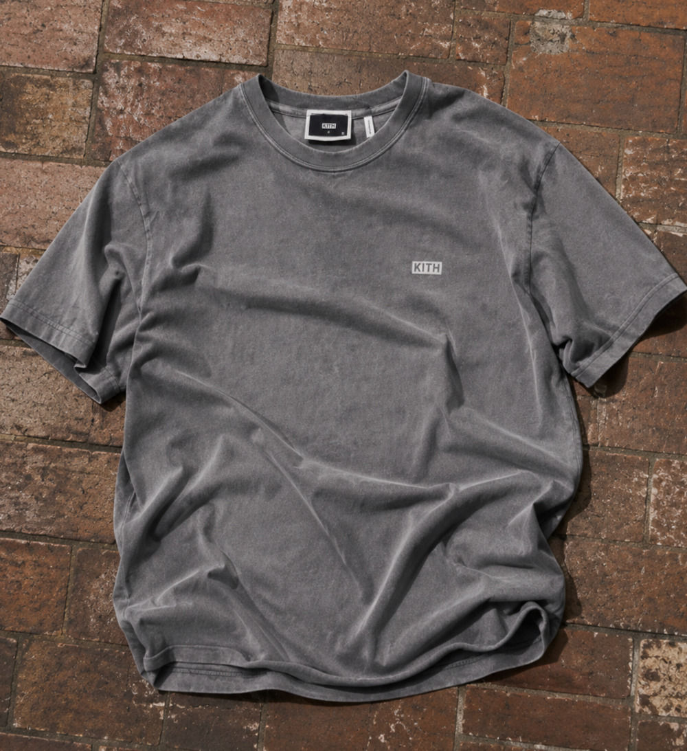 Kith Vintage Sunfaded Washed Gray Logo Crewneck T-Shirt Small Cotton Cut Hem USA